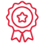 illustrated red ribbon with star in the center. 